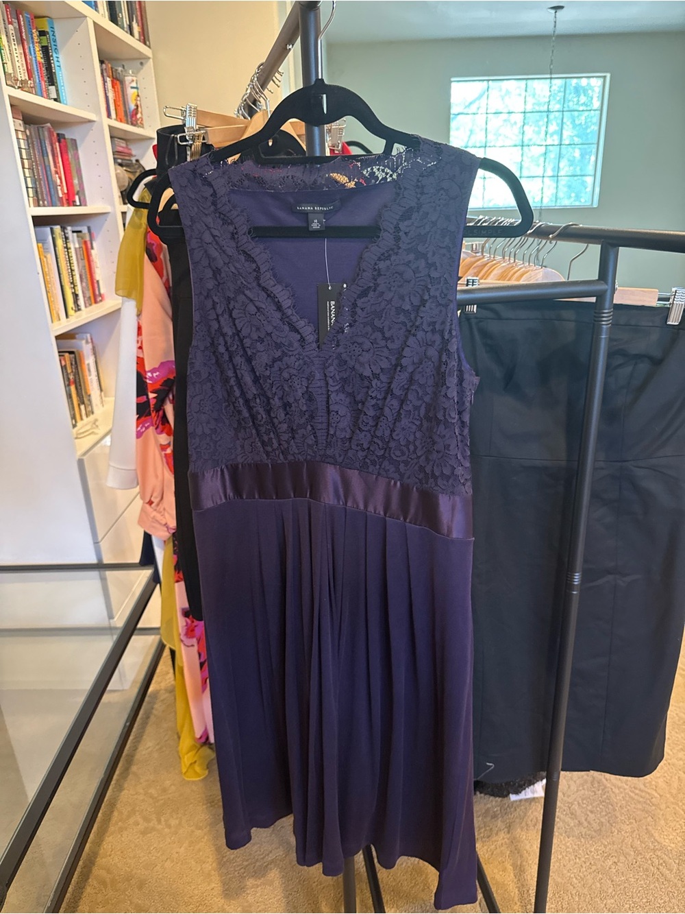 Banana Republic Deep Purple Lace V-Neck Cocktail Dress